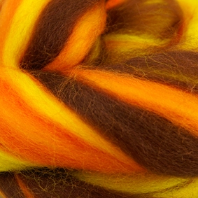 三色美麗諾羊毛-黃橘褐