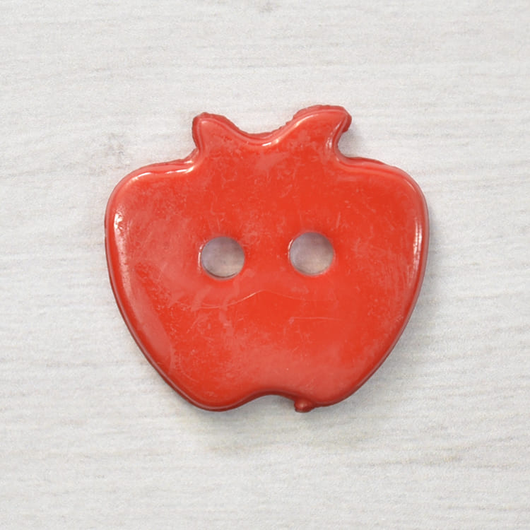 塑料鈕釦-蘋果-紅