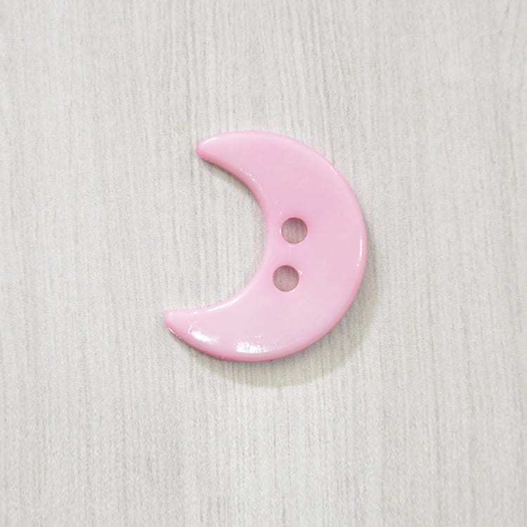 塑料鈕釦-月亮-粉紅