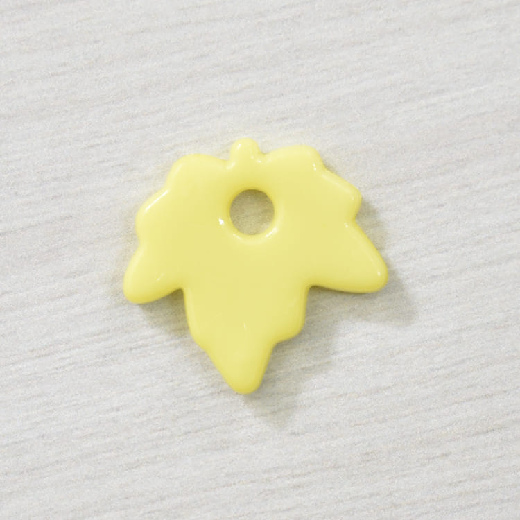 塑料鈕釦-樹葉-黃