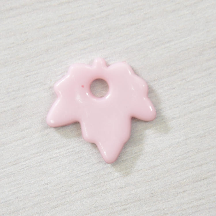 塑料鈕釦-樹葉-粉紅
